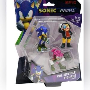 Sonic Prime 3 Pack Collectible Figures Sonic Boscage Maze, Dr. Don’t, & Amy